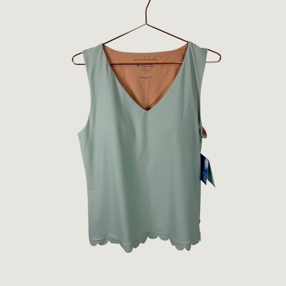 Coolibar Acropora Scallop Tank Womens XL Sage Green UPF 50+ Sun Protection 10767